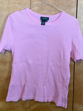 Ralph Lauren Pink Ribbed Short-Sleeve Tee women size 2X